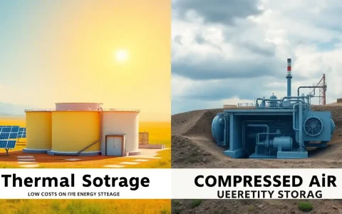 Are there any regions where thermal energy storage is significantly cheaper than compressed air storage