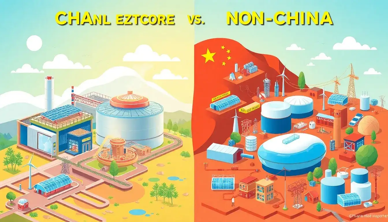 What role does competition play in the cost differences of thermal energy storage between China and non-China markets