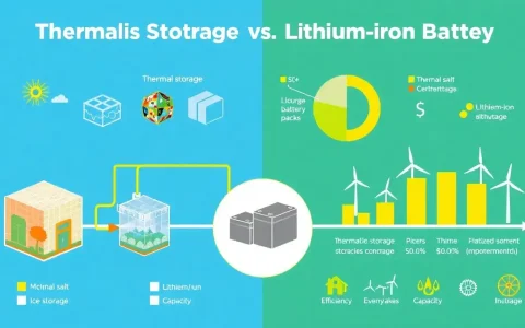 How does the cost of thermal energy storage compare to lithium-ion batteries