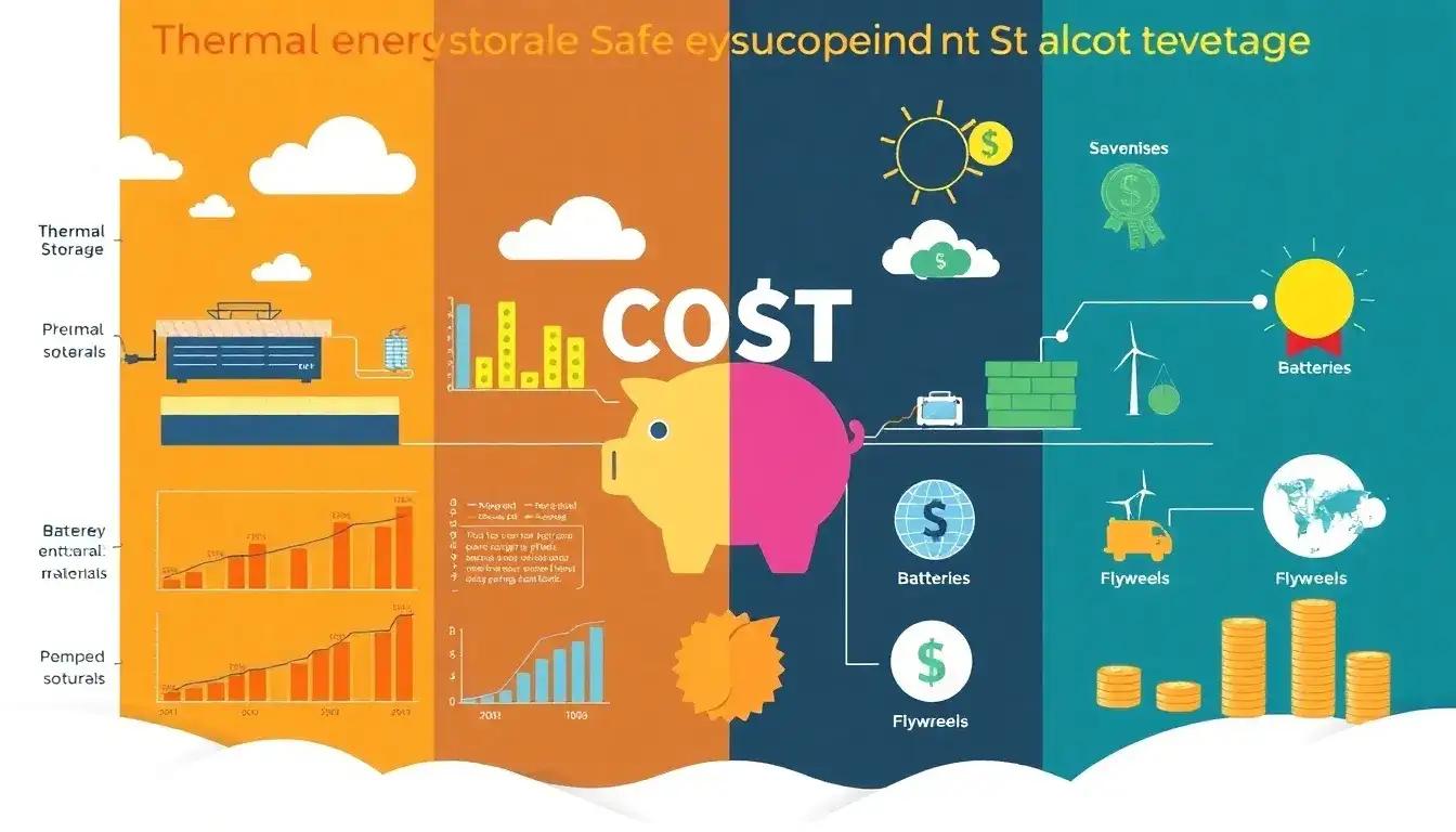 How does the cost of thermal energy storage compare to other energy storage methods
