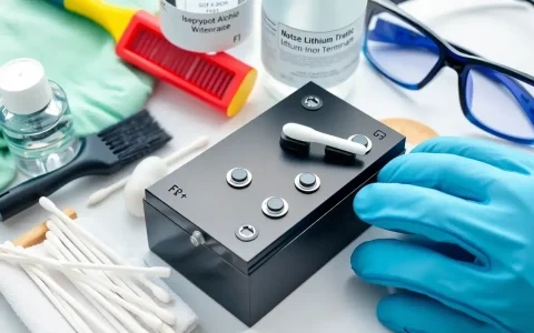 What are the best materials to use for cleaning lithium-ion battery terminals