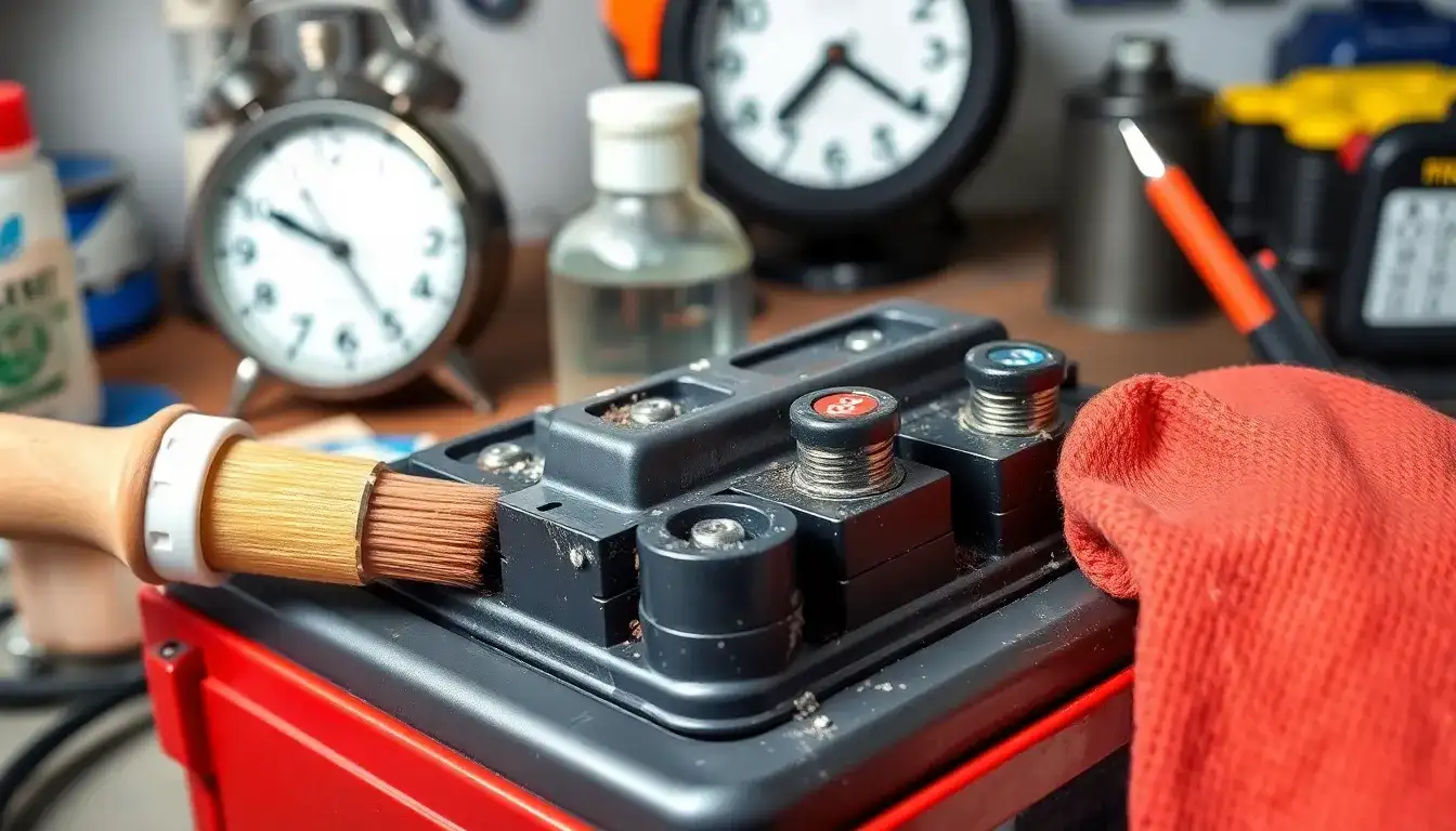 How often should I clean my lithium-ion battery terminals