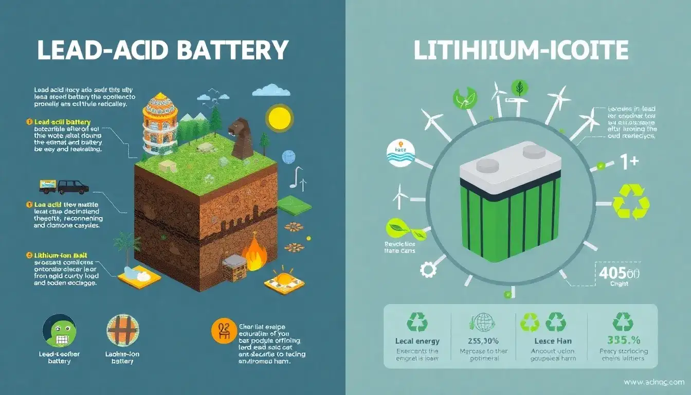 What are the environmental impacts of using lead-acid batteries versus lithium-ion batteries