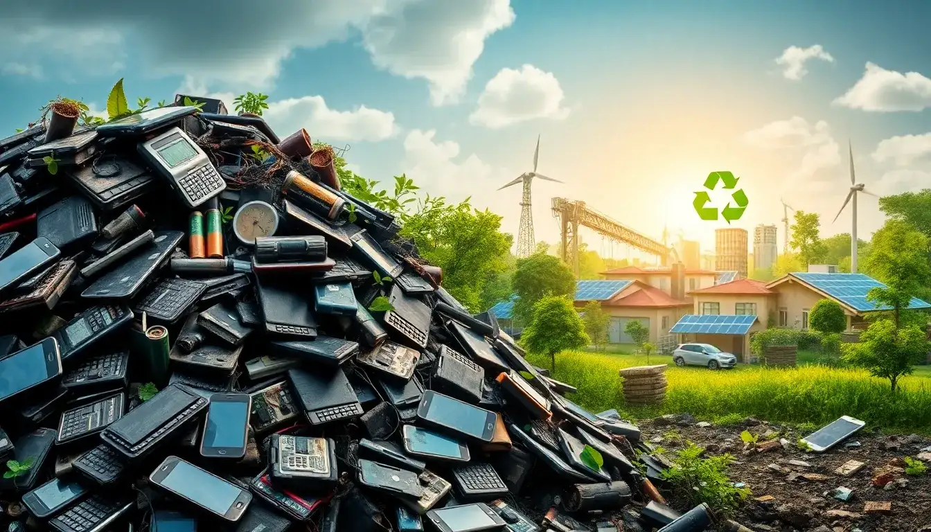 How does the long service life of lithium-ion batteries impact electronic waste