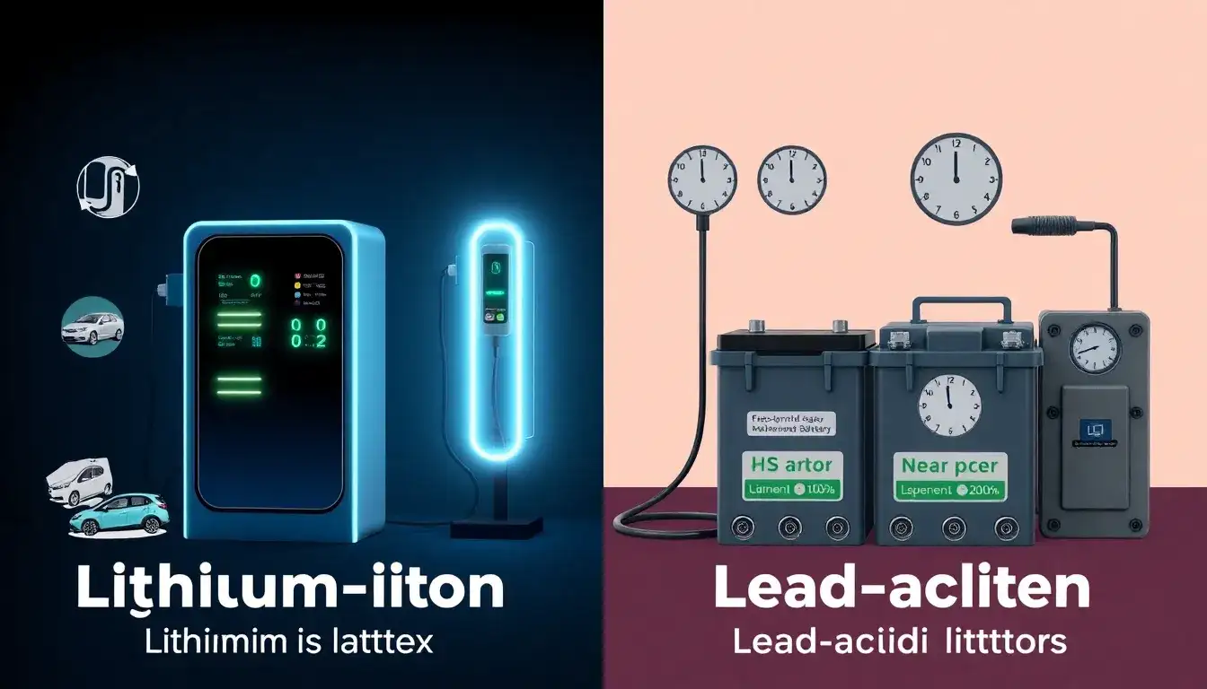How do the charging times of lithium-ion batteries compare to lead-acid batteries