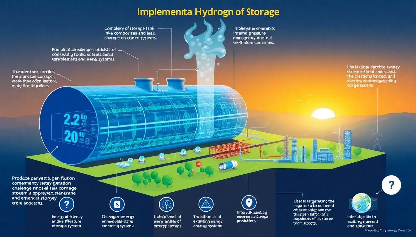 What are the main challenges in implementing hydrogen storage systems