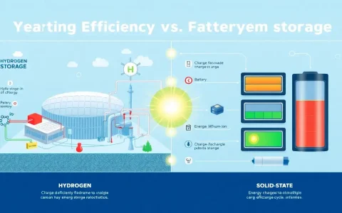 How does the efficiency of hydrogen storage compare to battery storage