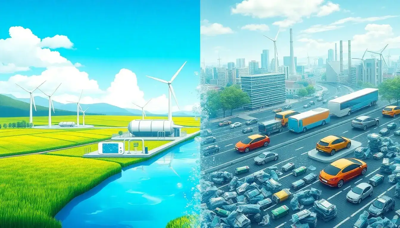 What are the environmental benefits of using hydrogen over batteries