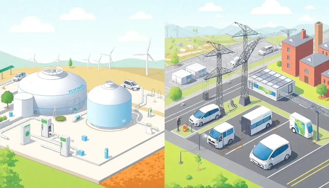 How does the infrastructure required for hydrogen fuel cells differ from that for electric batteries