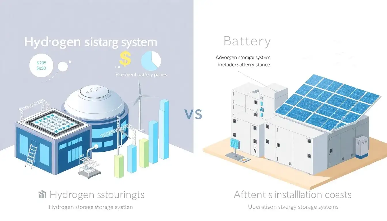 How does the cost of hydrogen storage systems compare to battery storage systems