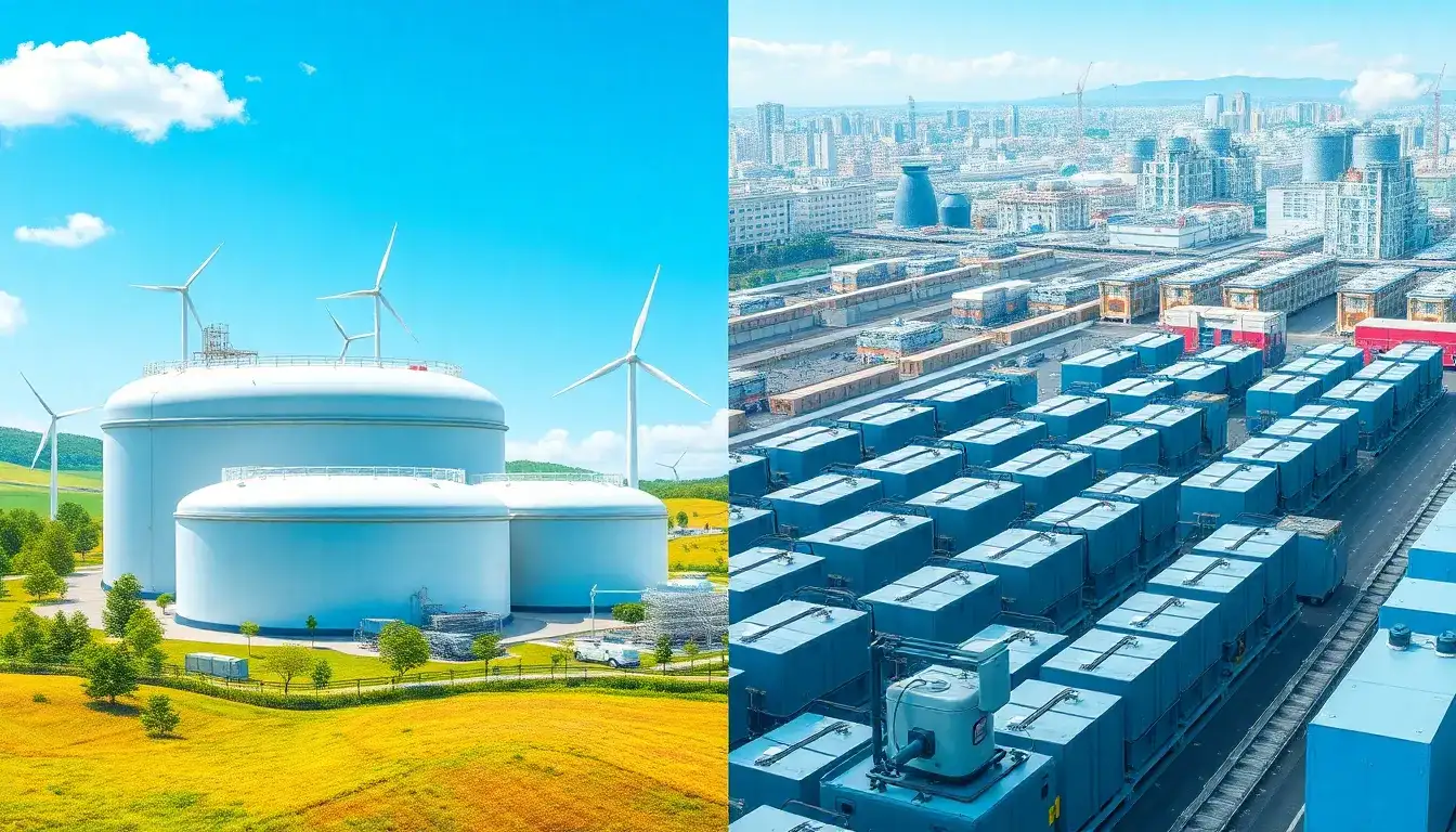 What are the environmental impacts of hydrogen storage systems versus battery storage systems