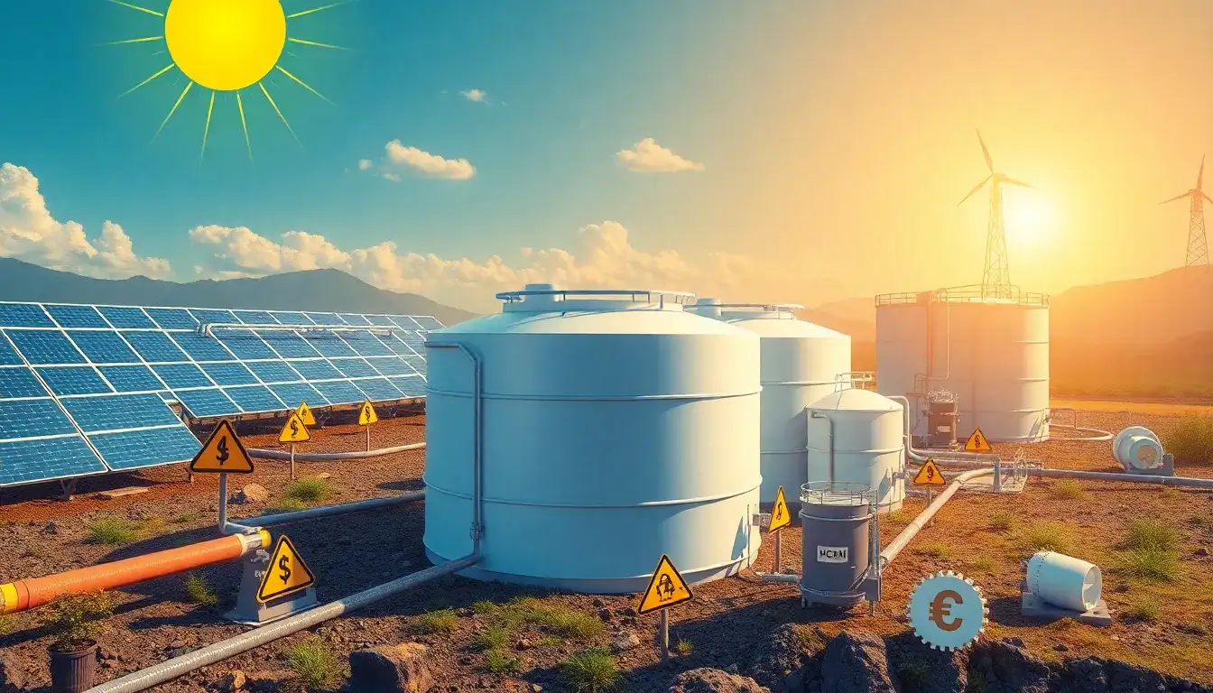 What are the primary challenges in implementing hydrogen storage for solar energy