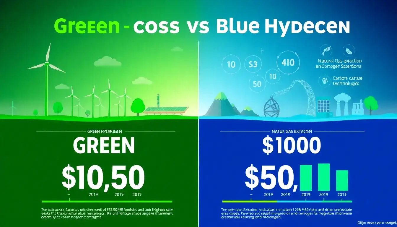 How does the cost of green hydrogen compare to blue hydrogen