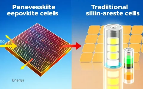 How do perovskite solar cells compare to traditional silicon-based solar cells in terms of energy storage efficiency