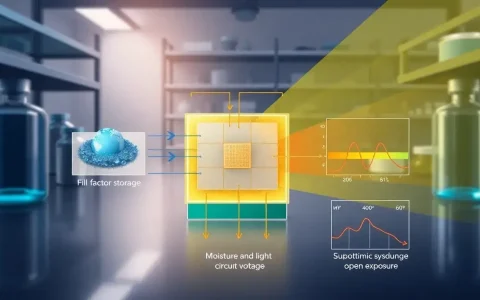 How does ambient storage affect the fill factor and open-circuit voltage of perovskite solar cells