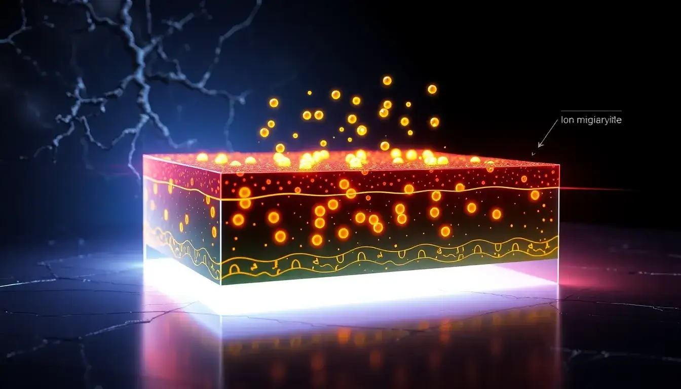 How does ion migration affect the stability of perovskite solar cells