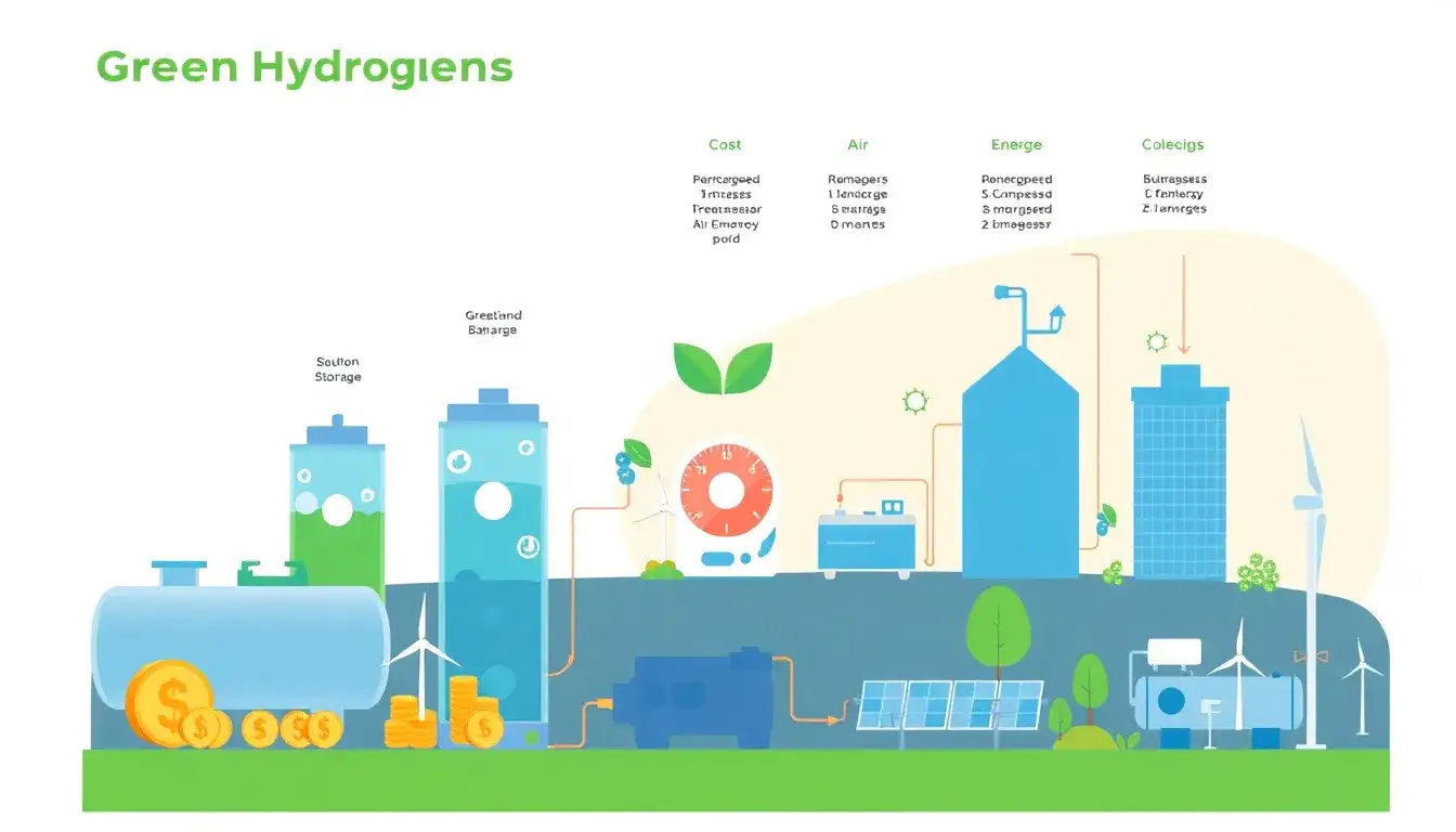 How does green hydrogen compare to other energy storage solutions in terms of cost and efficiency