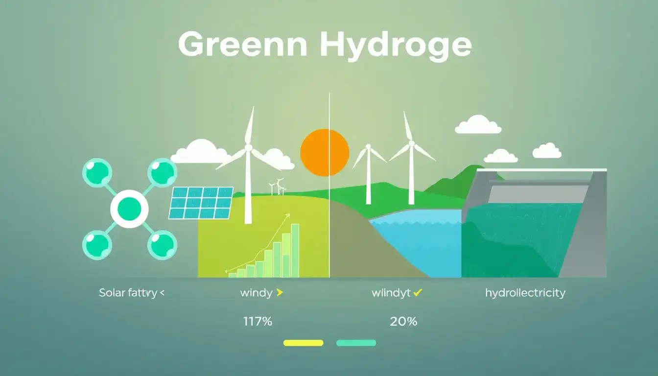 How does green hydrogen compare to other clean energy sources in terms of efficiency