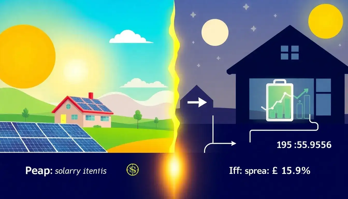How do peak and off-peak electricity tariffs affect the savings from solar batteries