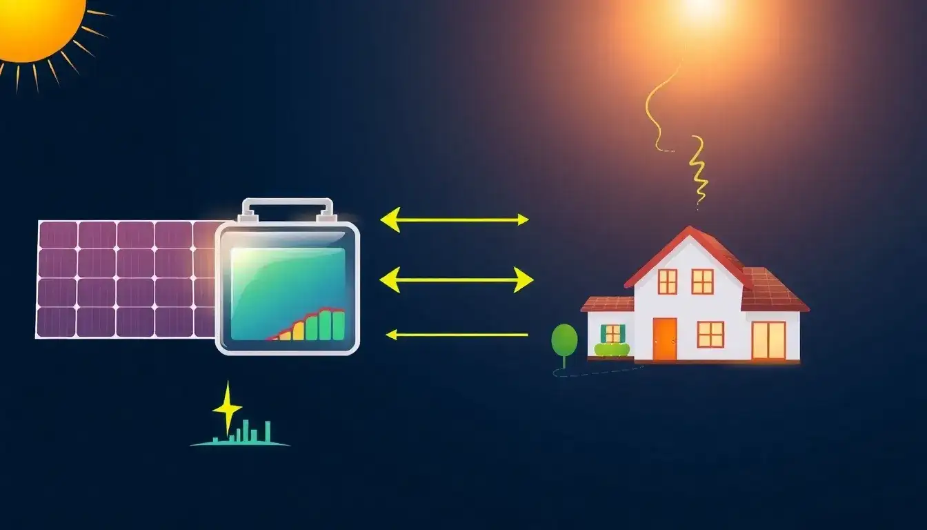 How does battery storage impact the overall efficiency of solar power systems