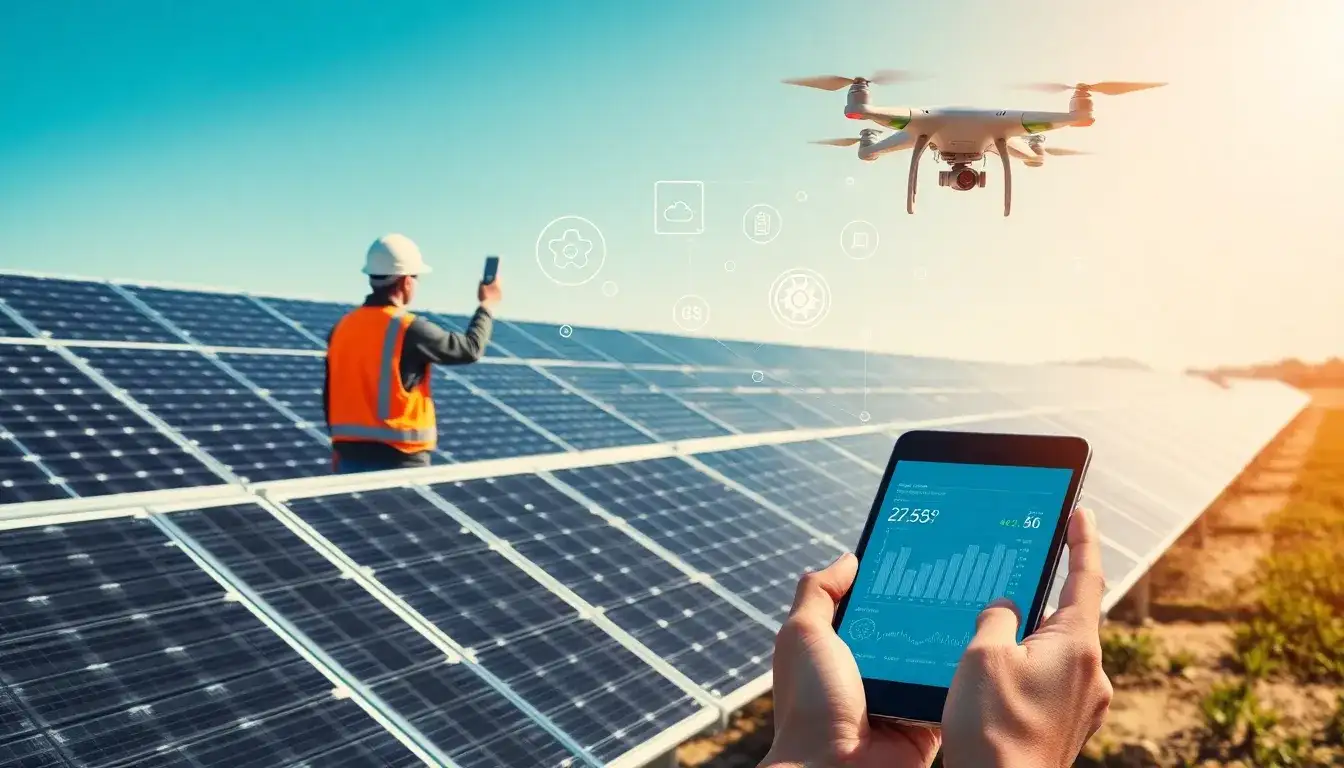 How does IoT improve the maintenance of solar panels