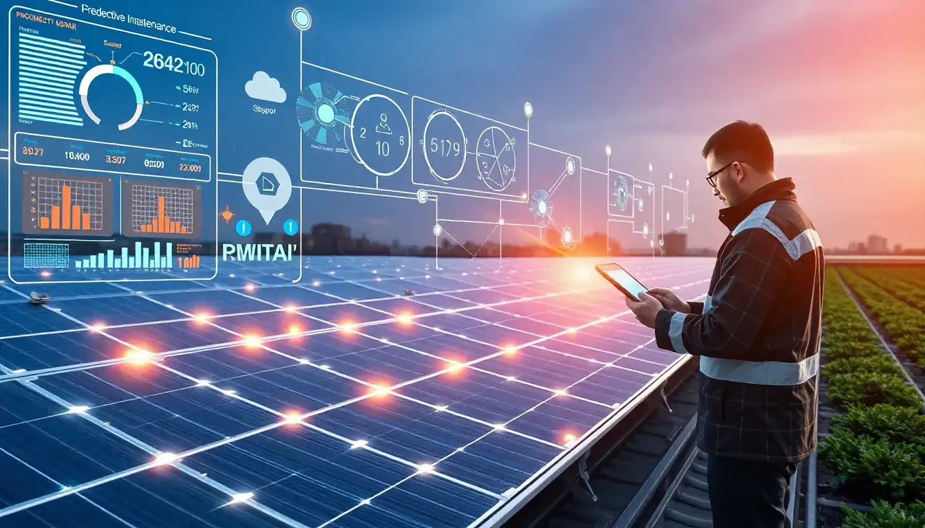 How does IoT help in predicting maintenance needs for solar panels