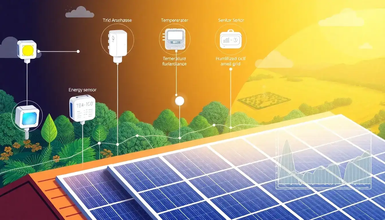 What types of sensors are used in IoT solar panel systems