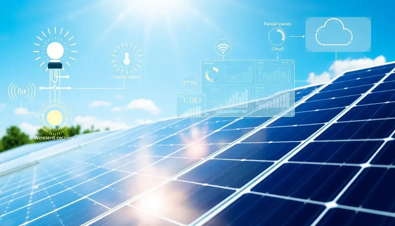 What specific data do IoT sensors collect from solar panels