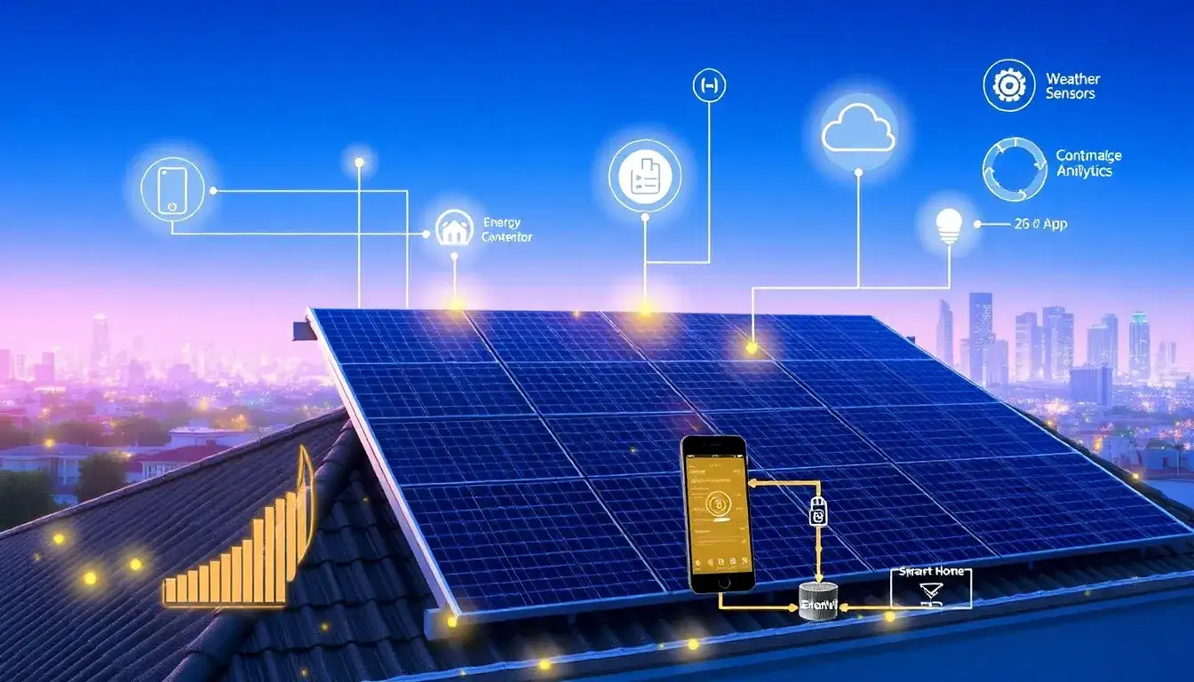 How does IoT technology improve the energy management of solar panels