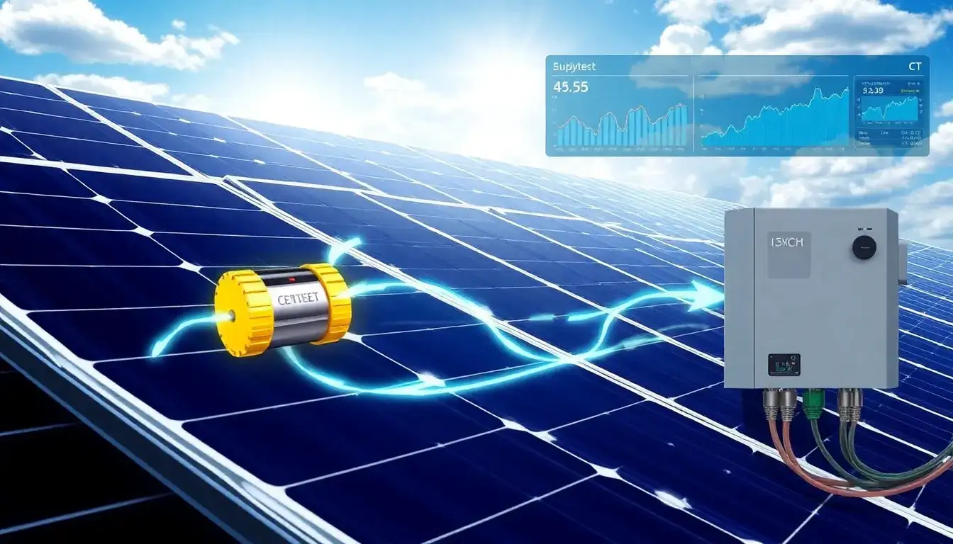 How do CT sensors in solar monitoring systems track energy flow