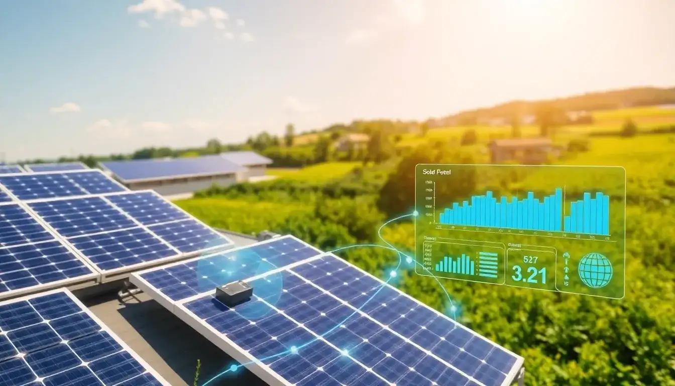 How does real-time data from IoT sensors improve the efficiency of solar panels