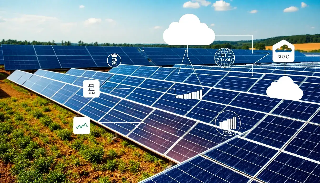 What specific technologies are used for real-time data collection in solar panels