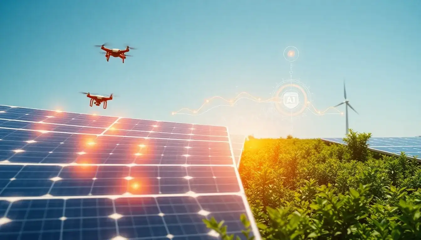 How does AI enhance real-time data collection in solar panels