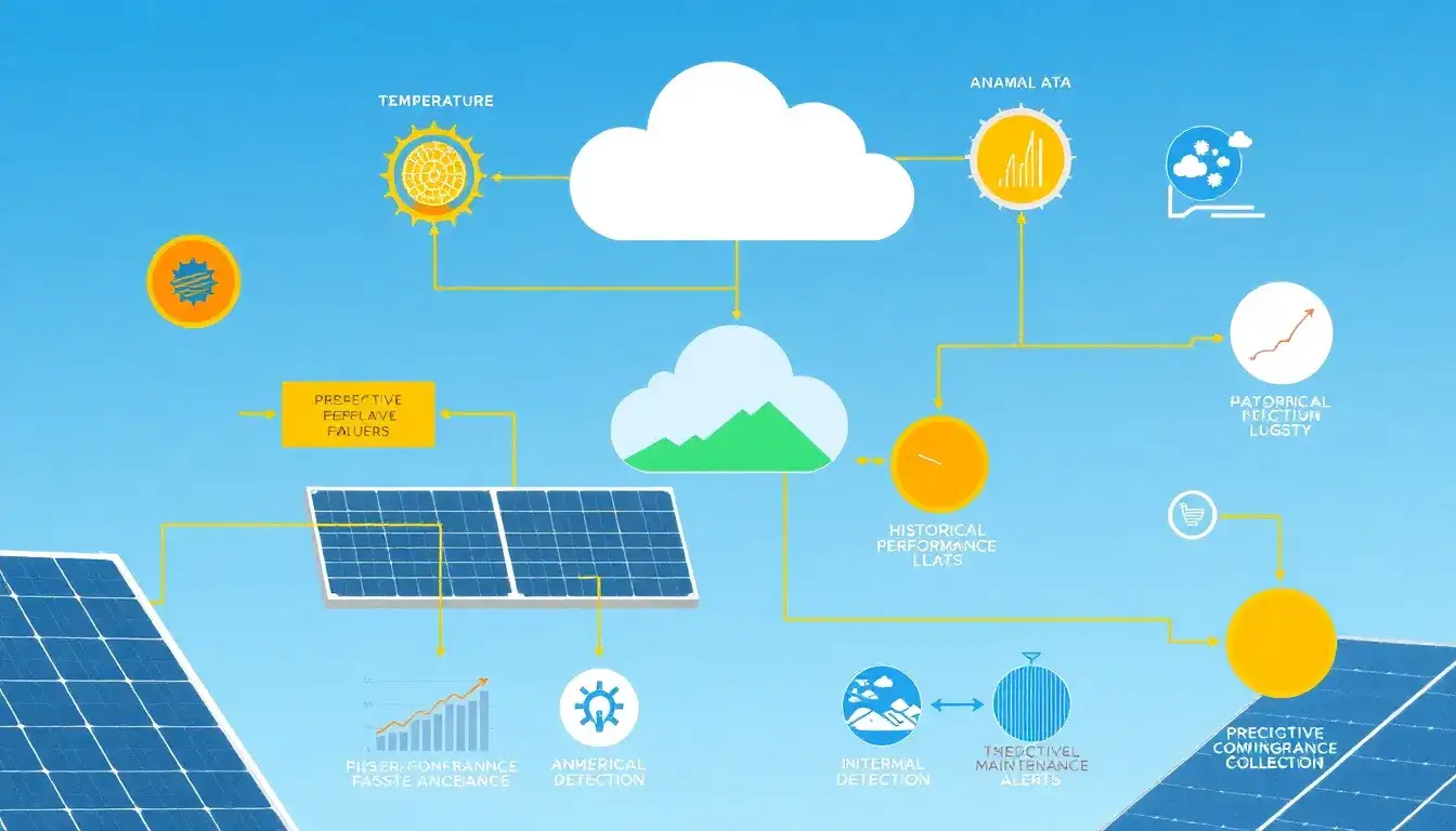 What specific data does IoT collect to predict solar panel failures