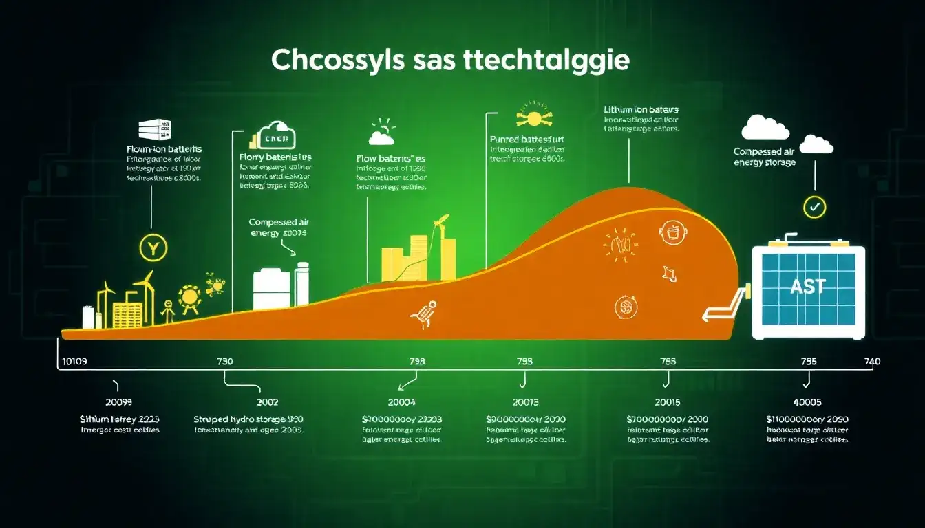 How do the costs of different energy storage technologies compare over time