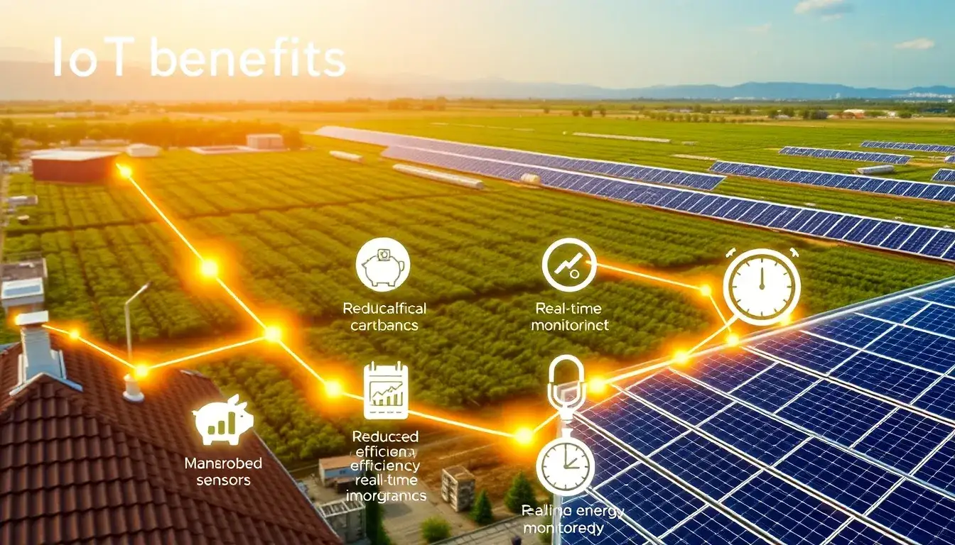 What are the cost benefits of using IoT for solar panel monitoring