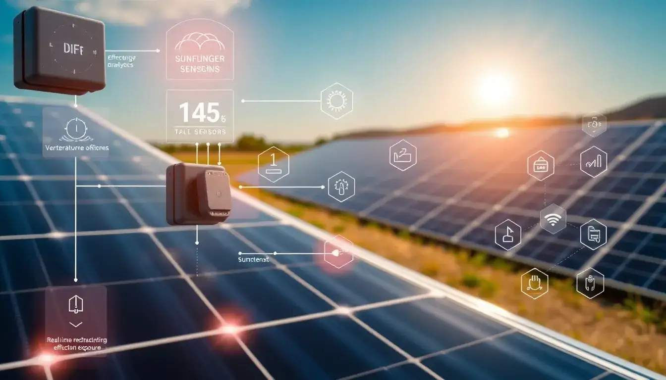 How do IoT sensors predict and prevent performance issues in solar panels