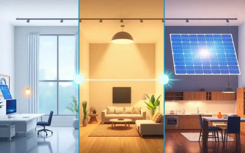 How does the efficiency of perovskite solar panels change under different indoor lighting conditions