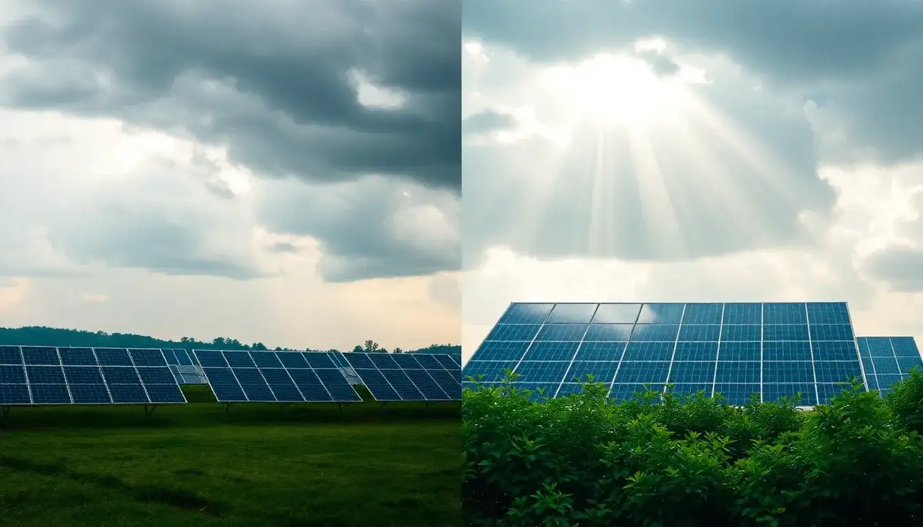 How do perovskite solar panels perform on cloudy days compared to traditional solar panels