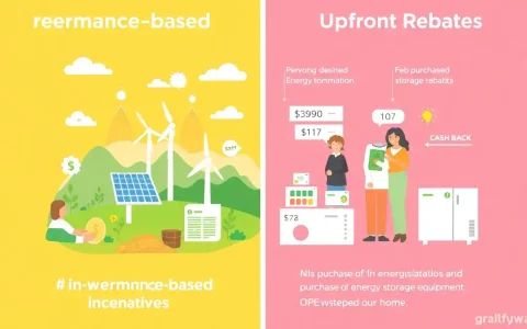 How do performance-based incentives differ from up-front rebates for energy storage