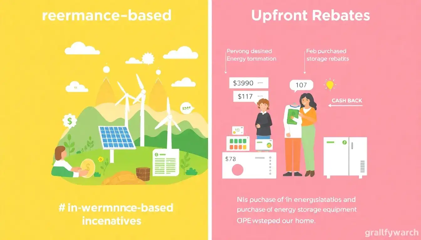 How do performance-based incentives differ from up-front rebates for energy storage