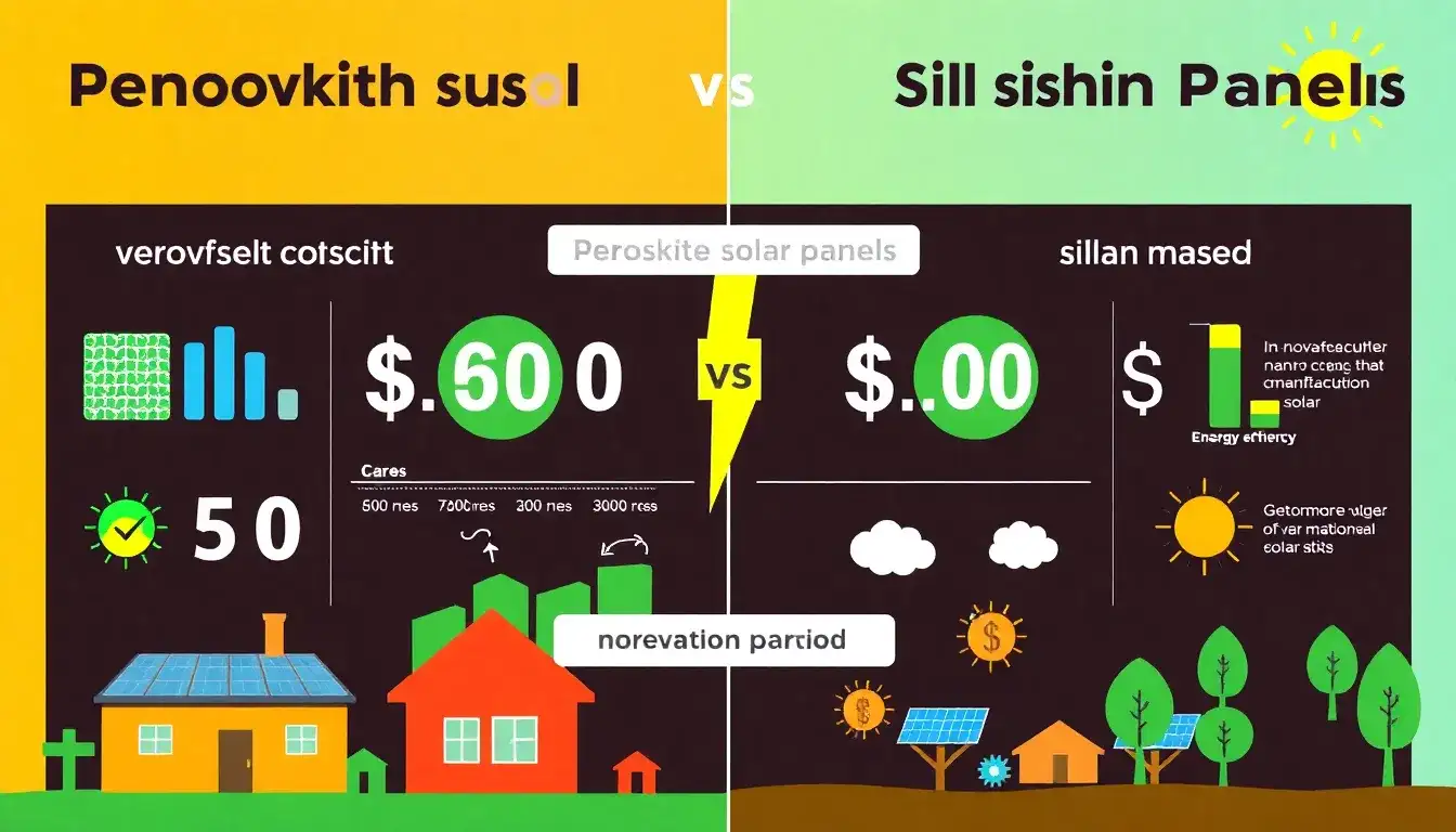 How does the cost of manufacturing perovskite solar panels compare to silicon-based panels