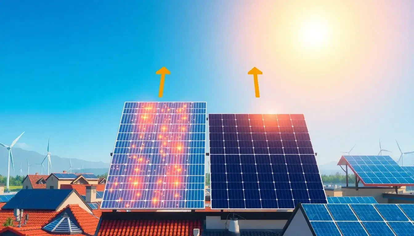 How does the efficiency of perovskite solar panels compare to silicon-based ones