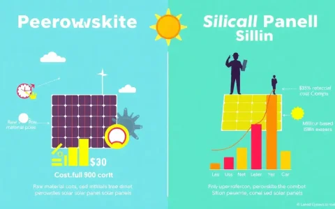 How do the costs of producing perovskite solar panels compare to traditional silicon-based ones
