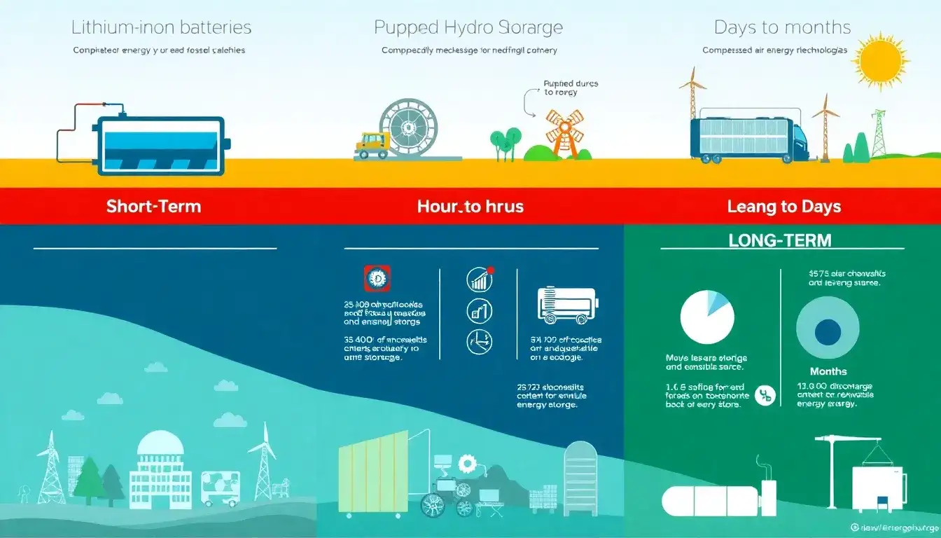 How do different energy storage technologies perform at various duration levels