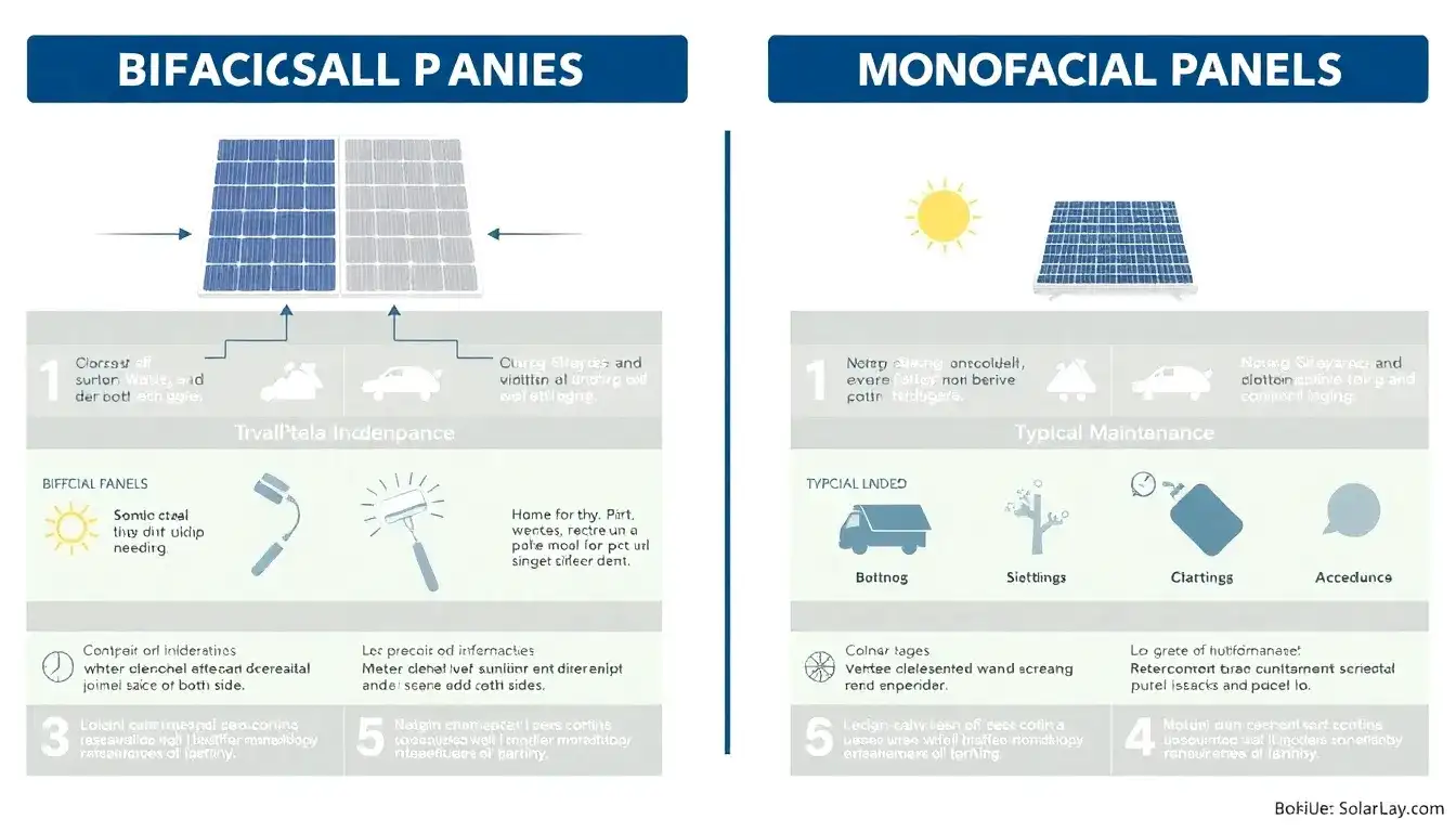 How do bifacial solar panels compare to monofacial panels in terms of maintenance