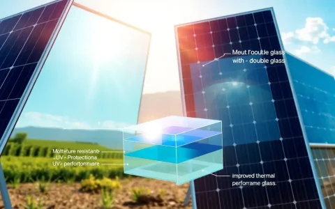 How does the double-glass construction improve the lifespan of bifacial solar panels