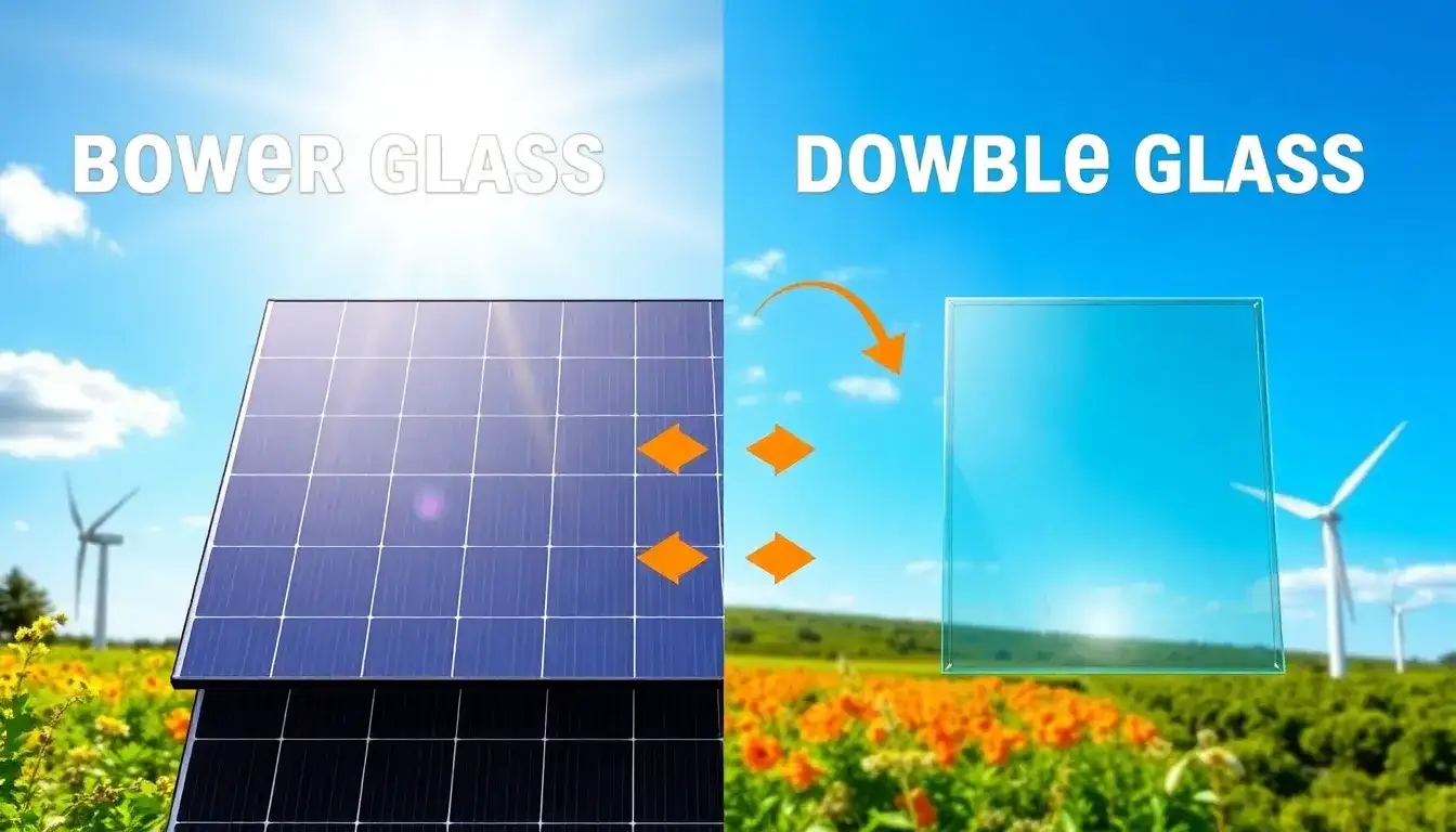 How does the double-glass construction affect the energy production efficiency of bifacial solar panels