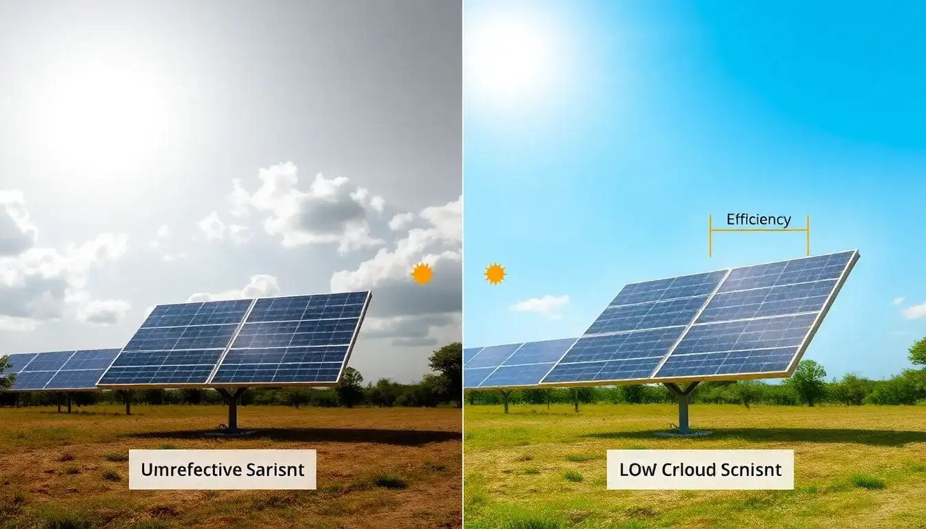 How does cloud density affect the efficiency of bifacial solar panels