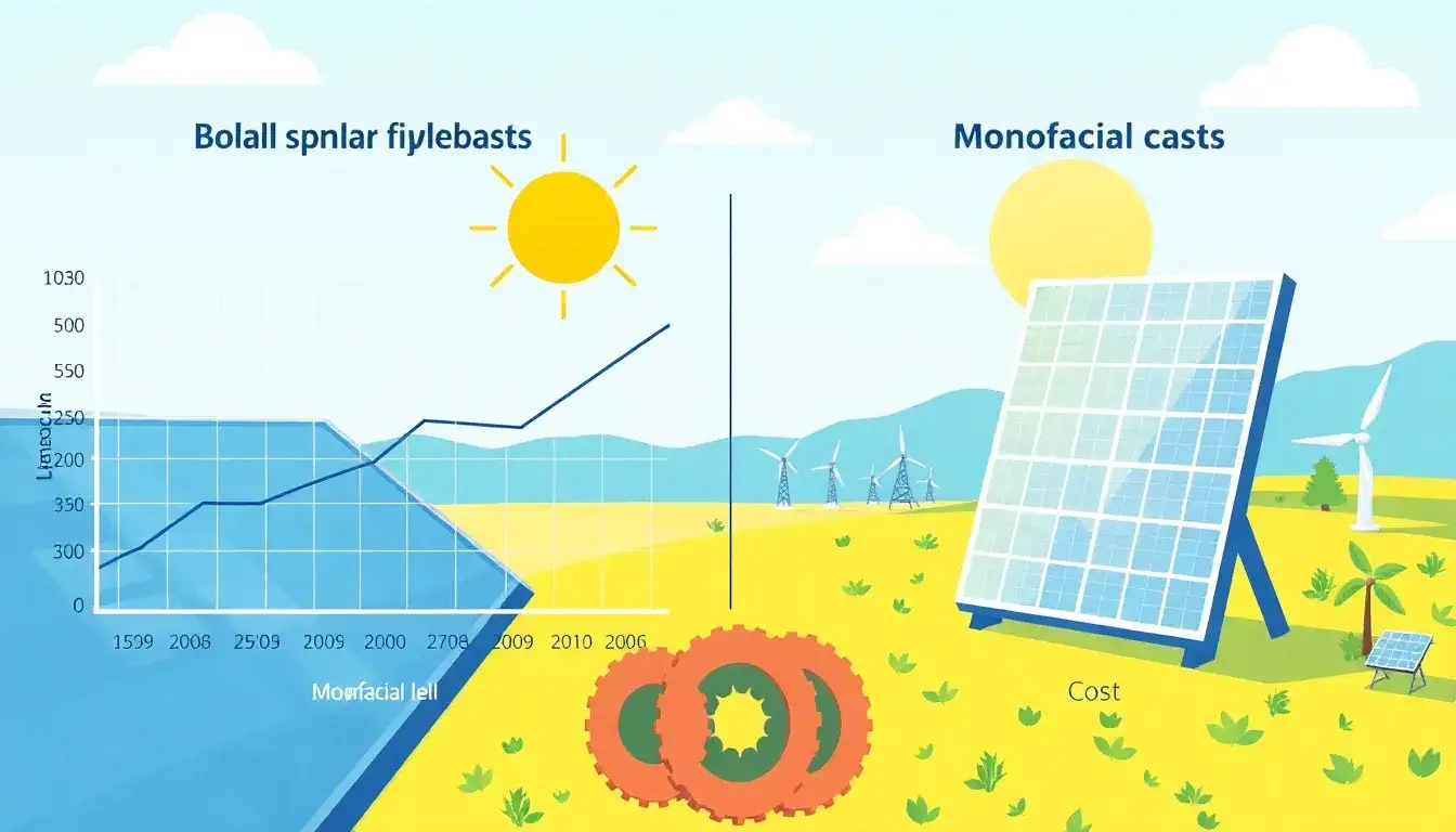 How does the cost of bifacial panels compare to monofacial panels over time